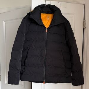 SAVE THE DUCK Black Jacket with Bright Orange Interior